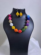 Crochet thread beads necklace set with matching earrings