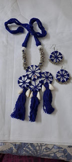 Stunning handmade Kutch Glass work necklace with matching glass work earrings