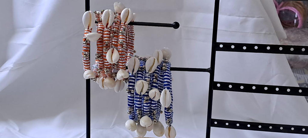 Orange and blue colour traditional zari thread and kori bangles (set of 10 Bangles)