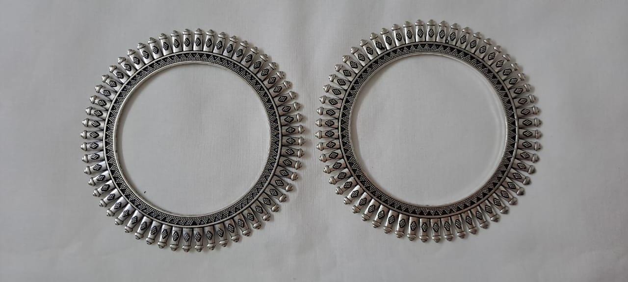 Traditional silver oxidised bangles