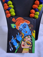 Handpainted fabric jewellery set with earrings
