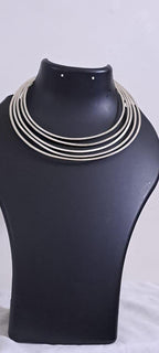 Exclusive multi layered  wired silver oxidised neckband