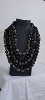Exclusive multi-layered grey fabric necklace