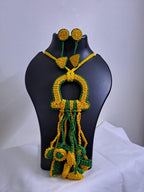 Crochet thread necklace set with fringes and matching earrings