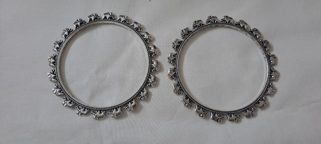 Traditional silver oxidised bangles