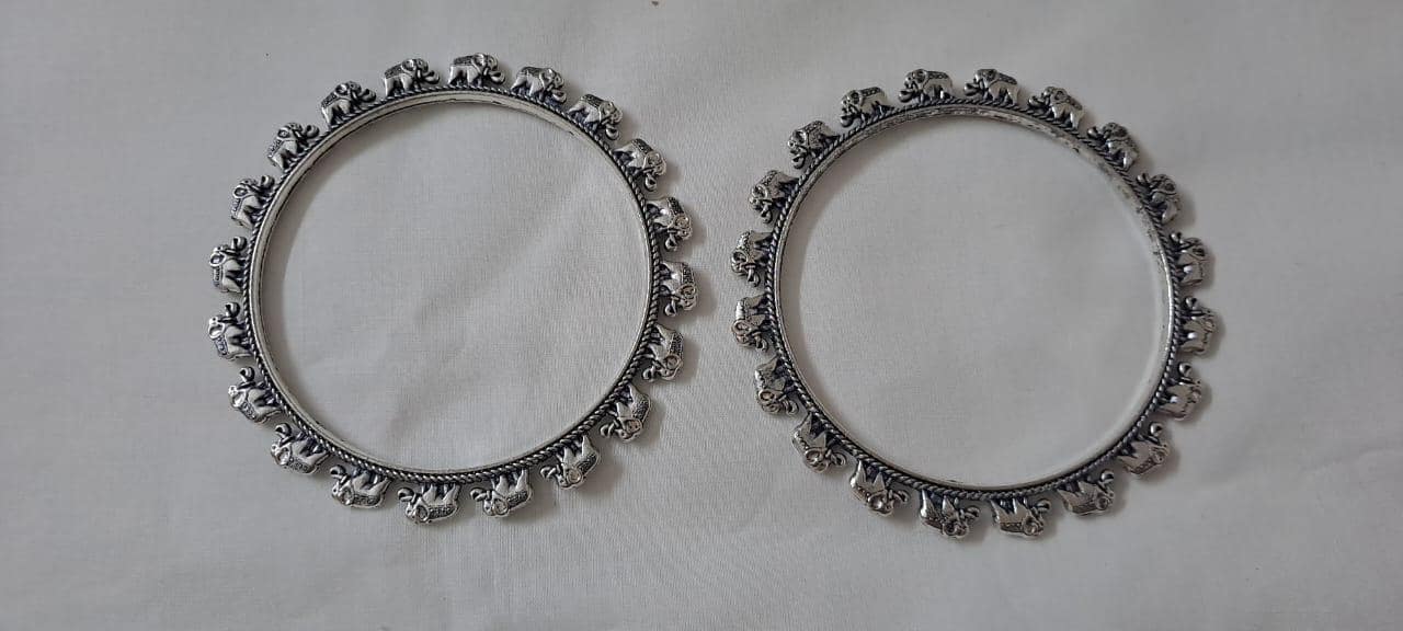 Traditional silver oxidised bangles