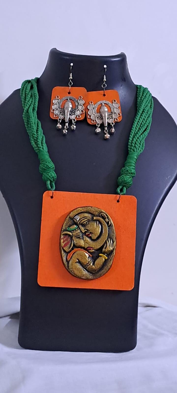 Terracotta Ganesha n Parvati necklace set