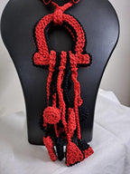 Crochet thread necklace set with fringes and matching earrings