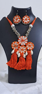 Stunning handmade Kutch Glass work necklace with matching glass work earrings