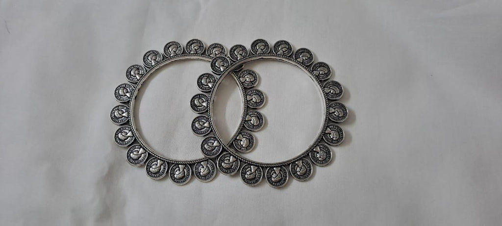 Traditional silver oxidised bangles