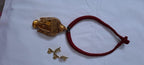Maroon thread necklace with oxidised golden buddha pendant