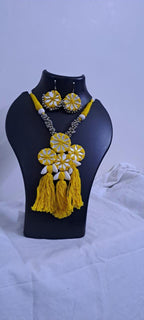 Stunning handmade Kutch Glass work necklace with matching glass work earrings
