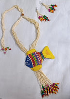 Multi colour thread fish pendant Jewellery. set with matching thread earrings
