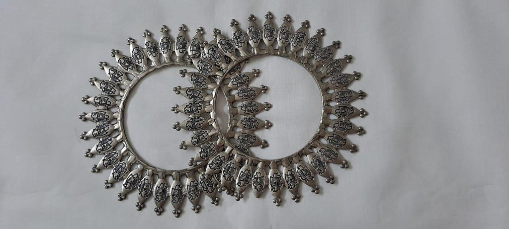 Traditional silver oxidised bangles