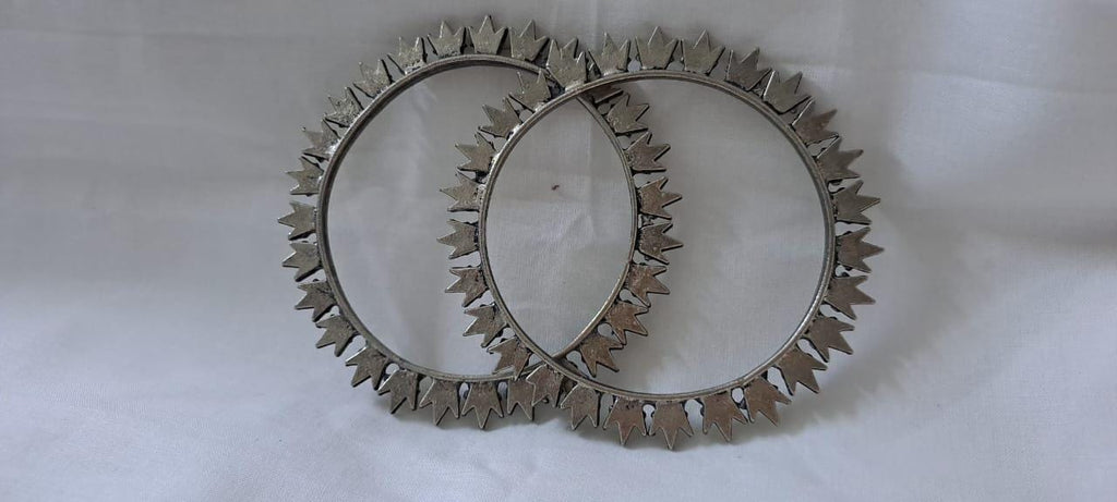 Traditional silver oxidised bangles