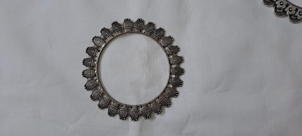 Combo offer of 3 single traditional silver oxidised bangles