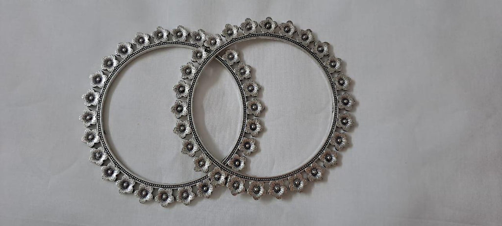 Traditional silver oxidised bangles