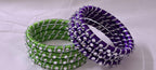 Purple and Green colour traditional kundan n gotta patti bangles with zari box  (set of 8 bangles)