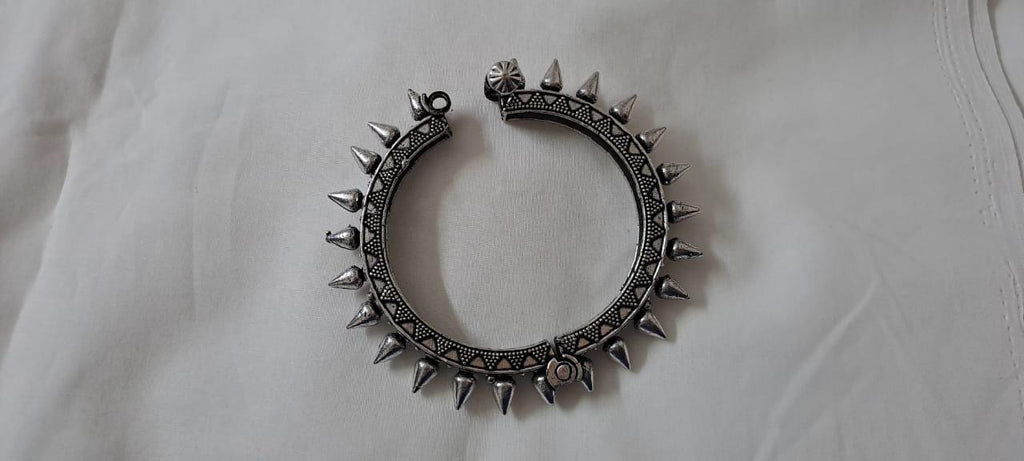 Silver oxidised bracelet/kada