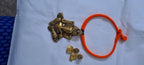 Orange thread necklace with golden oxidised ganesha pendant