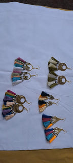 Combo offer of 5 pair earrings with silk thread fringes