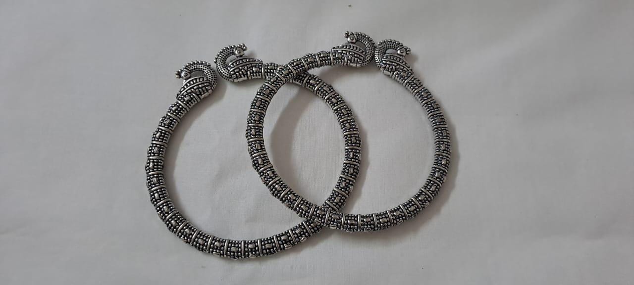 Traditional silver oxidised bangles
