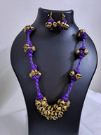 Elegant Thread necklace with trinkets n matching earrings