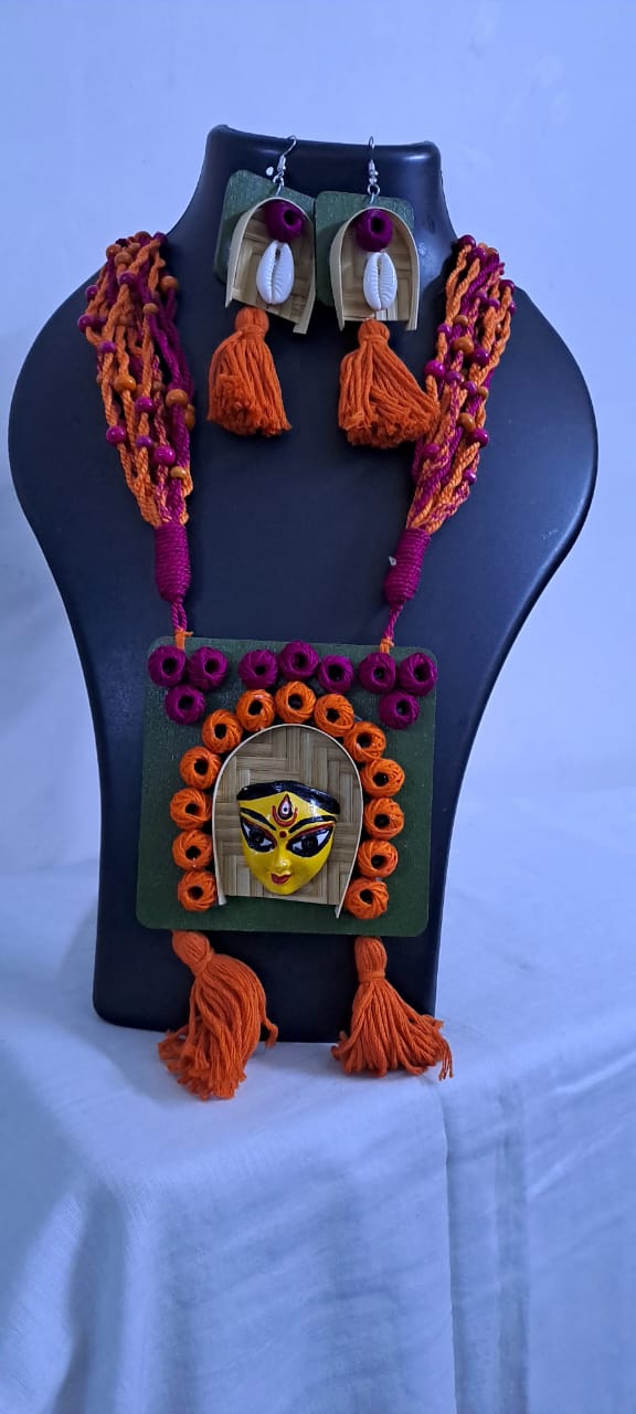 Handmade Jewellery with Terracotta Durga Pendant