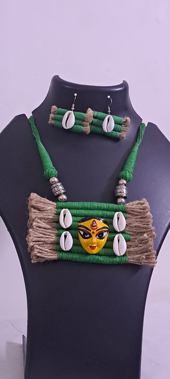 Handmade Jewellery with Terracotta Durga Pendant