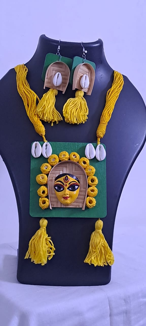 Handmade Jewellery with Terracotta Durga Pendant