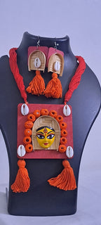 Handmade Jewellery with Terracotta Durga Pendant