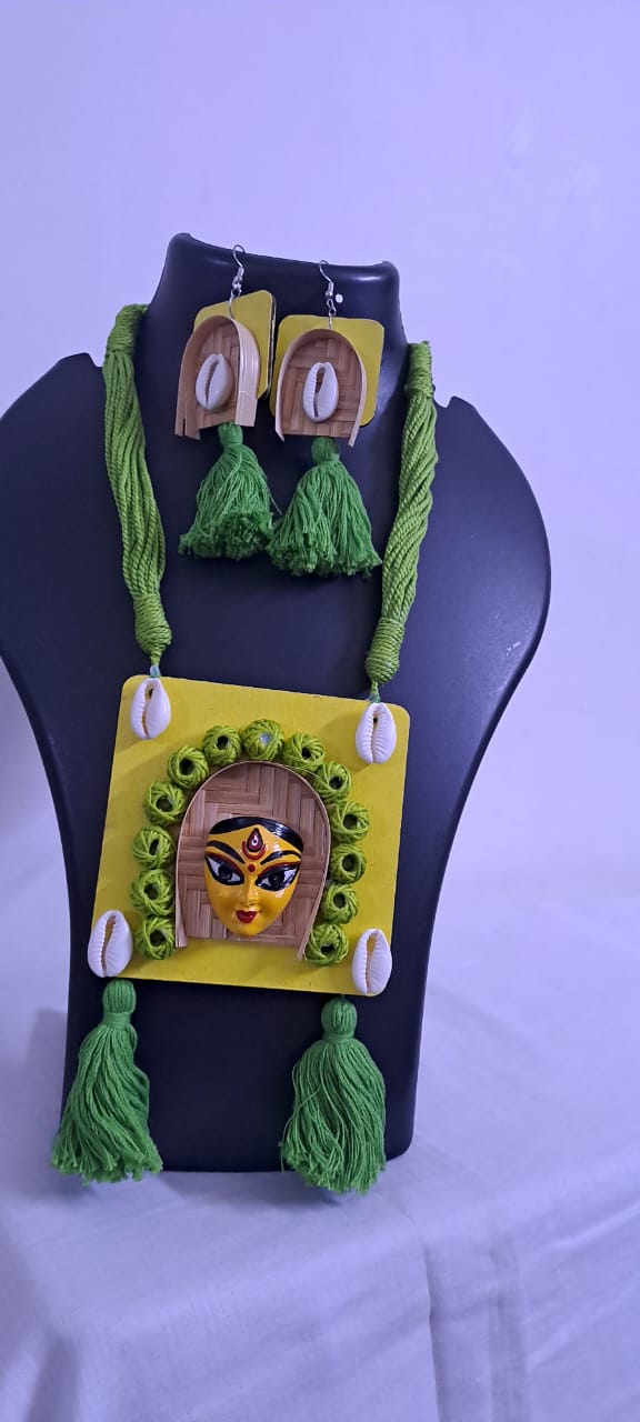 Handmade Jewellery with Terracotta Durga Pendant