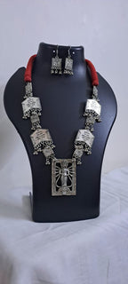 Long Silver Oxidised Jewellery Set