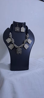 Long Silver Oxidised Jewellery Set