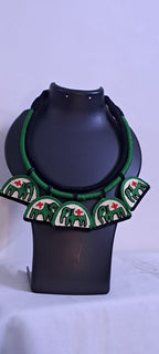 Handmade Thread Necklace with Elephant Pendants