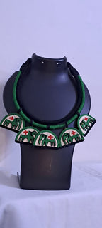 Handmade Thread Necklace with Elephant Pendants
