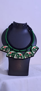 Handmade Thread Necklace with Elephant Pendants