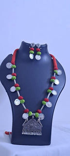 Silver Oxidised Jewellery Set with Matching Earrings
