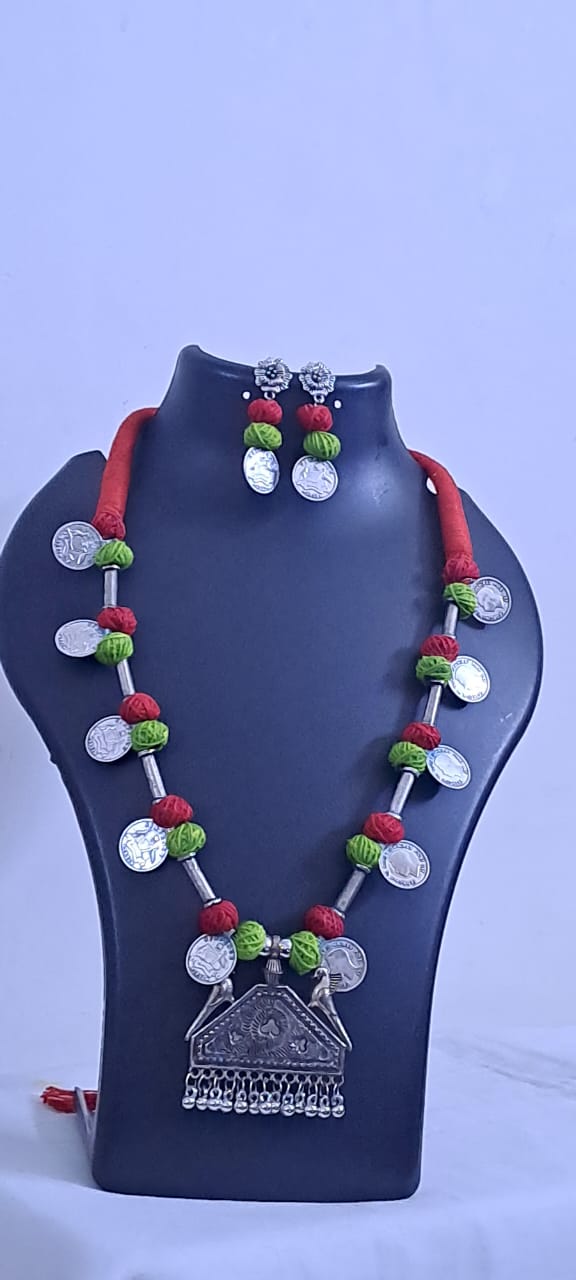 Silver Oxidised Jewellery Set with Matching Earrings
