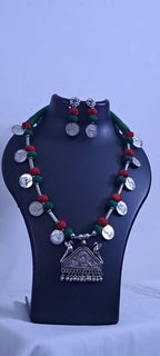 Silver Oxidised Jewellery Set with Matching Earrings