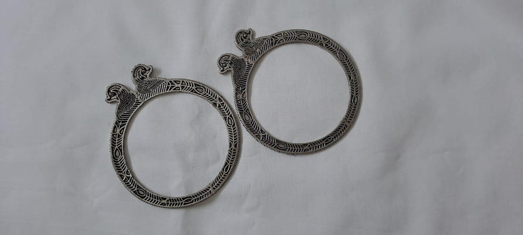 Traditional silver oxidised bangles