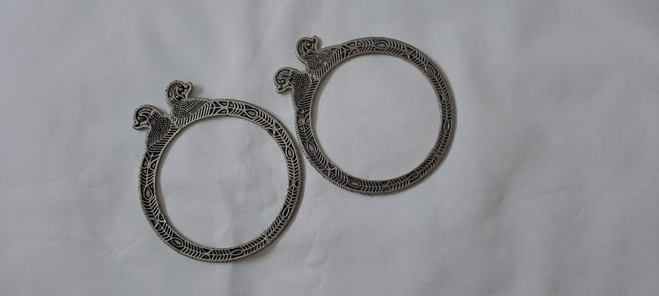 Traditional silver oxidised bangles