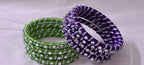 Purple and Green colour traditional kundan n gotta patti bangles with zari box  (set of 8 bangles)