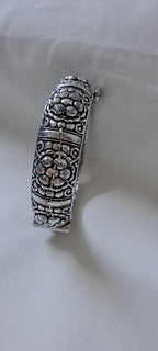 Silver oxidised bracelet/kada