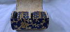 Grey colour traditional thread kundan bangles with zari bangle box