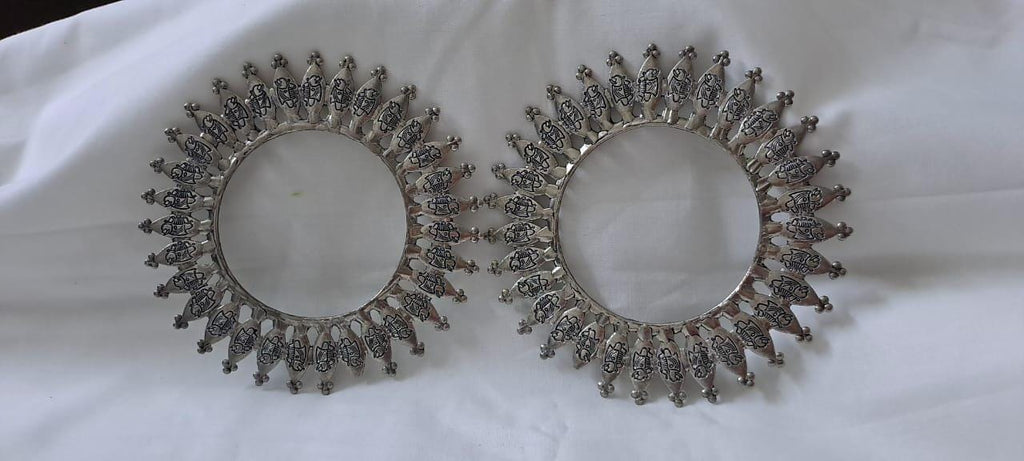 Traditional silver oxidised bangles