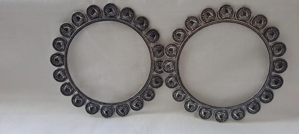 Traditional silver oxidised bangles