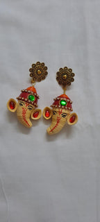 Paper quilling Ganesha earrings