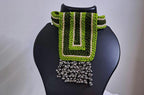 Green Crochet thread necklace set with matching earrings