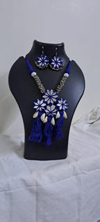 Stunning handmade Kutch Glass work necklace with matching glass work earrings